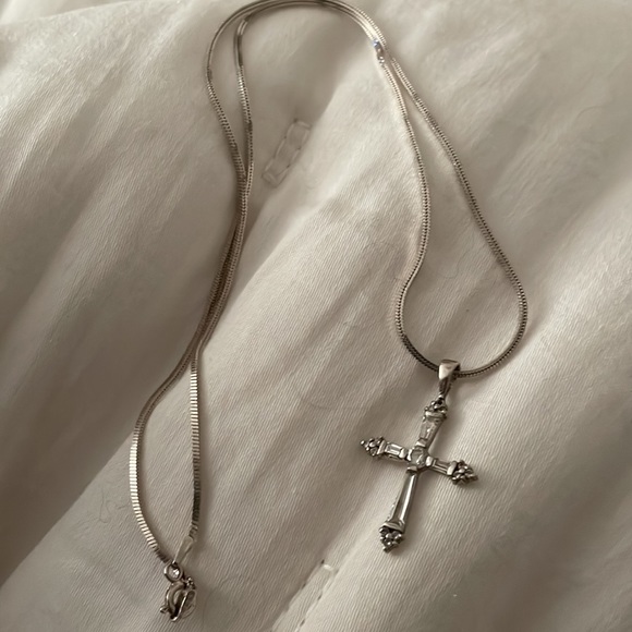 Gorgeous Silver Chain w Sterling CrossCZ Bagets Diamonds/929 FAS Expensive chain - Picture 4 of 11